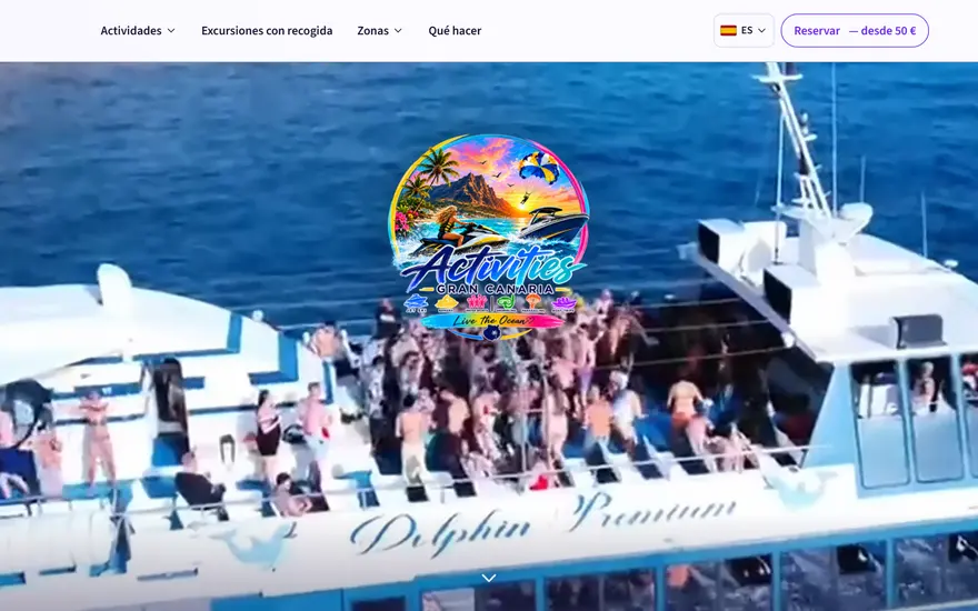Portada de la web de Activities Gran Canaria