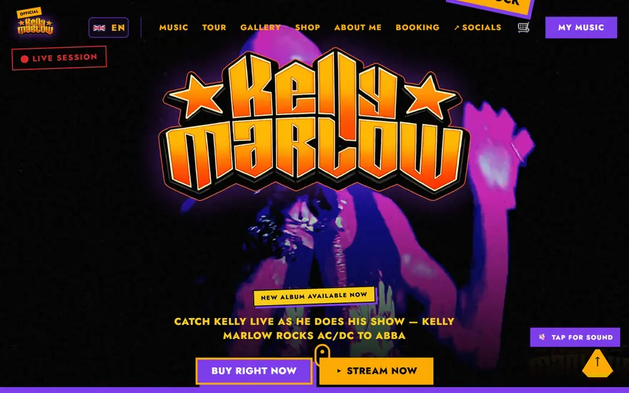 Web de la cantante Kelly Marlow, con tienda online y pasarela de pago