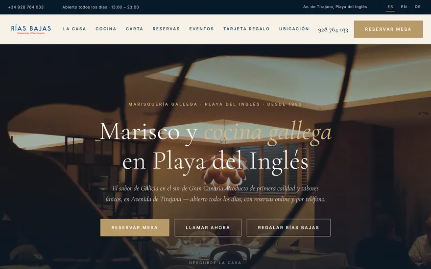 Portada de la web de Rías Bajas Playa del Inglés
