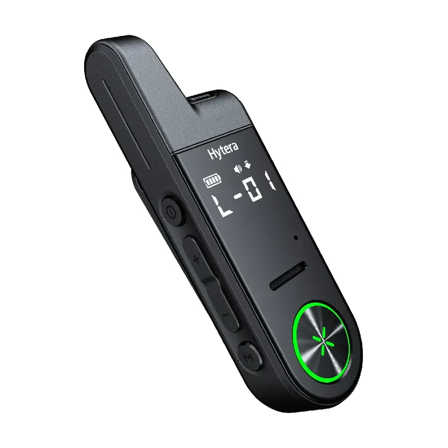 Walkie ultracompacto Hytera S1 mini con pantalla y botón circular