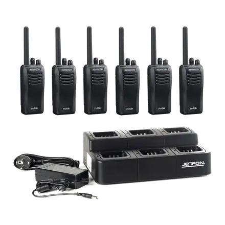Pack 6 Walkies KENWOOD TK-3501 + cargador múltiple Jetfon Multi-K