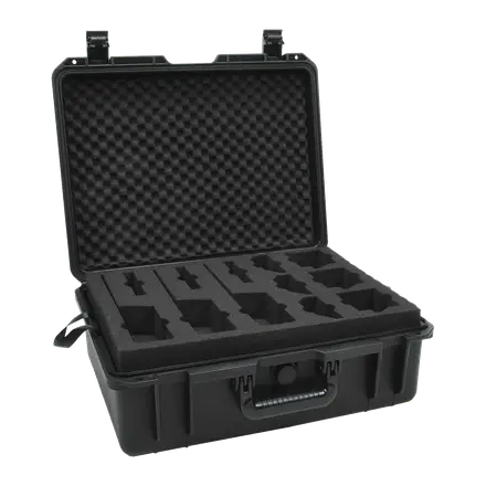 HamKing XL 6 Maleta negra resistente para 6 walkies Kenwood TK-3701D/3501 etc.