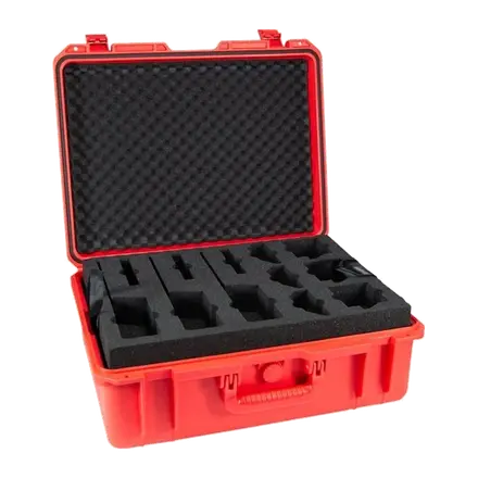 HamKing XL 6 Maleta roja resistente para 6 walkies Kenwood TK-3701D/3501 etc.