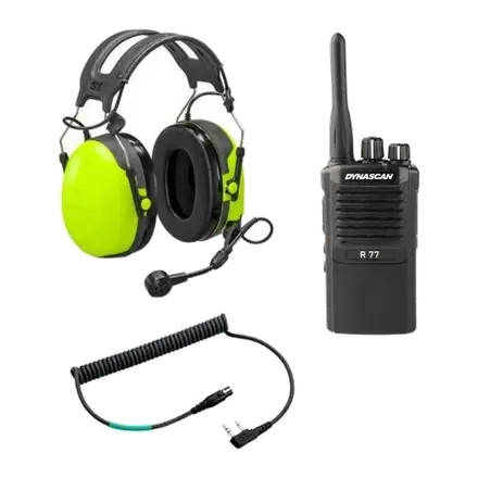 Pack auricular 3M-Peltor CH3 FLX2 + Walkie Dynascan R-77 + cable adaptador